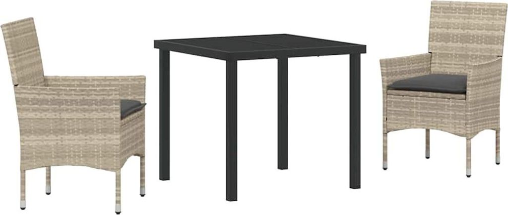 Garten Essgruppe mit Kissen 3 pcs Hellgrau Poly-Rattan