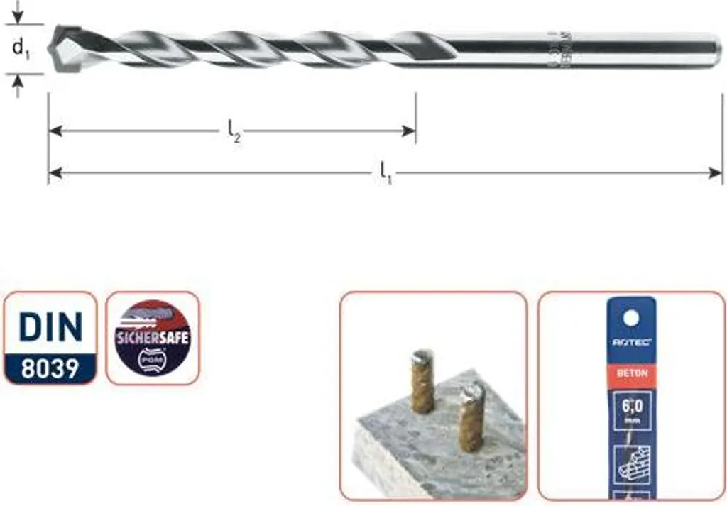Punta Calcestruzzo Rotec Super 16mm x 150mm | Foratura Professionale Muro