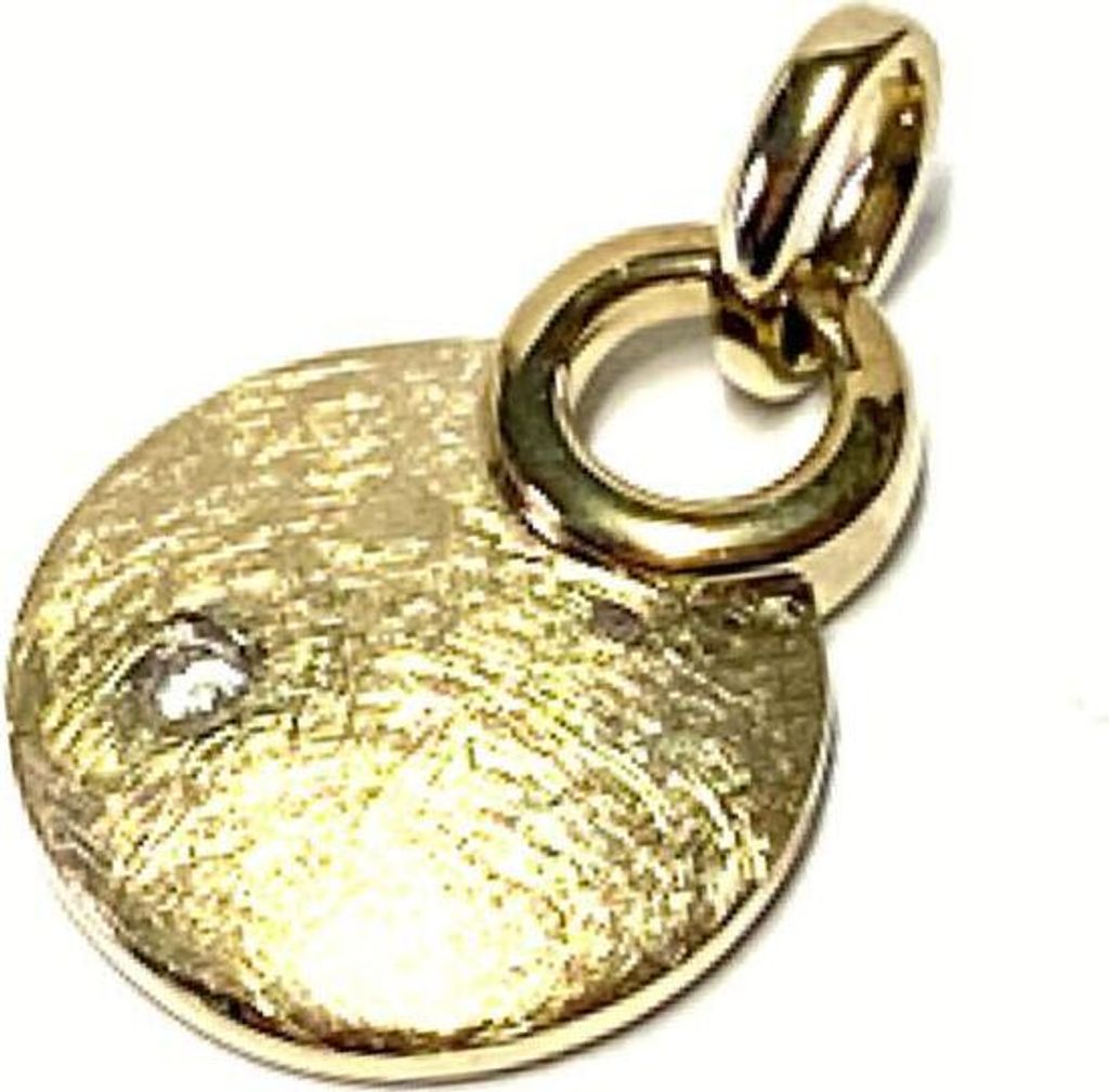 Anhänger 333/- Gelbgold eismatt und poliert mit Zirkonia einfarbig dezent rund Kettenanhänger