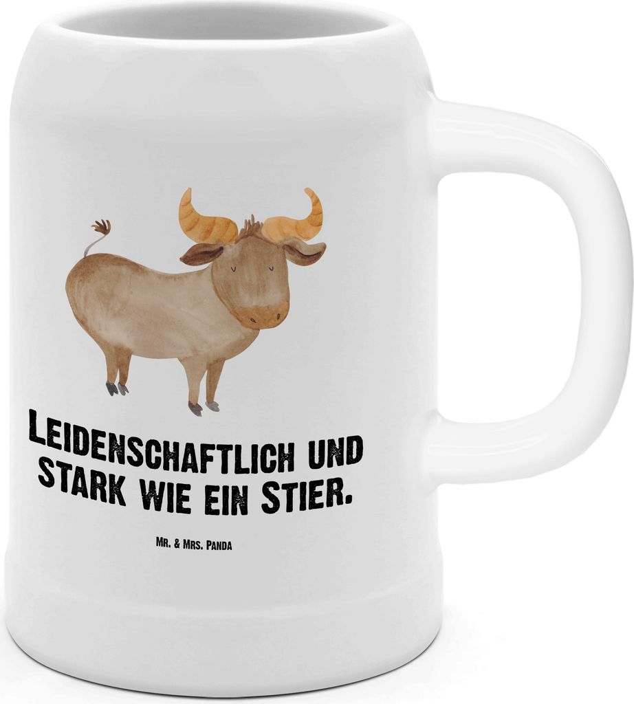 Mr. & Mrs. Panda Krug Sternzeichen Stier - Weiß - Geschenk, Ochse, Geburtstag Mai, Tonkrug, Bier Humpen, April, Rind, Seidel, Keramikkrug