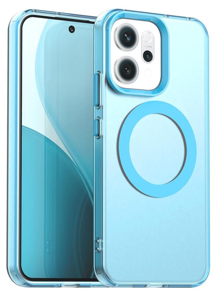 Magnetisch Hülle für Oppo Reno14, Schlank Durchscheinend Matt Stoßfest Handyhülle Blau