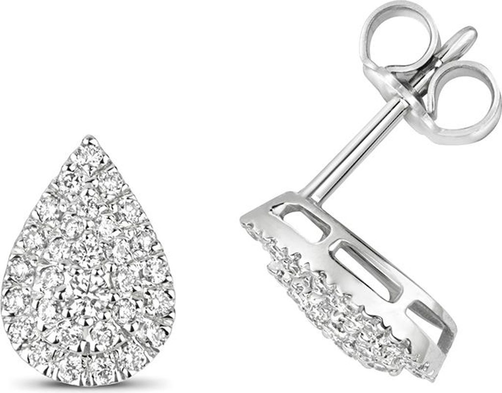 9 Karat (375) Weißgold Damen - Diamant Paar Ohrstecker Brillant-Schliff 0.35 Karat H - I1 I2 - 10mm*7mm; TRS2774