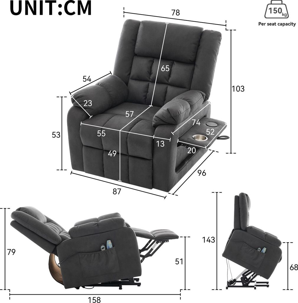 Merax Massagesessel, Elektrischer Fernsehsessel mit Merax Massagesessel, Elektrischer Fernsehsessel mit