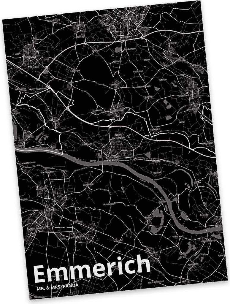 Mr. & Mrs. Panda Postkarte Emmerich - Geschenk, Ansichtskarten, Stadt Dorf Karte Landkarte Map Stadtplan, bildkarte, Fotokarte, Postkarten, Grußkarte
