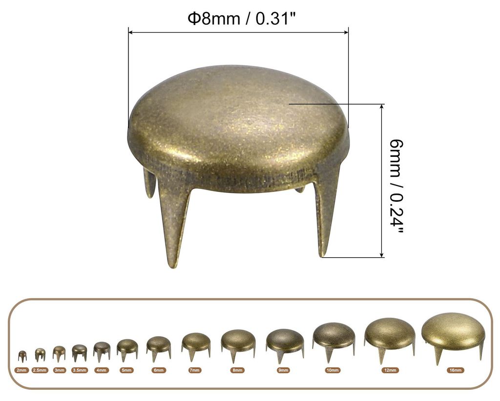 160 Stš¹ck Bronze runde Kuppelnieten, 8mm Messing Kuppel Punk Nieten Rock Nagelk?pfe Krallenperlen fš¹r DIY Kleidung Gš¹rtel Taschen Armband ...