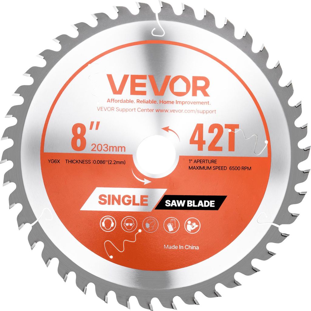 VEVOR Kreissägeblatt (203 mm φ & 42 scharfe Zähne & 2,2 mm Dicke) ideal für Sperrholz OSB Hartholz, kompatibel mit Kreissäge, Sägeblatt aus L...
