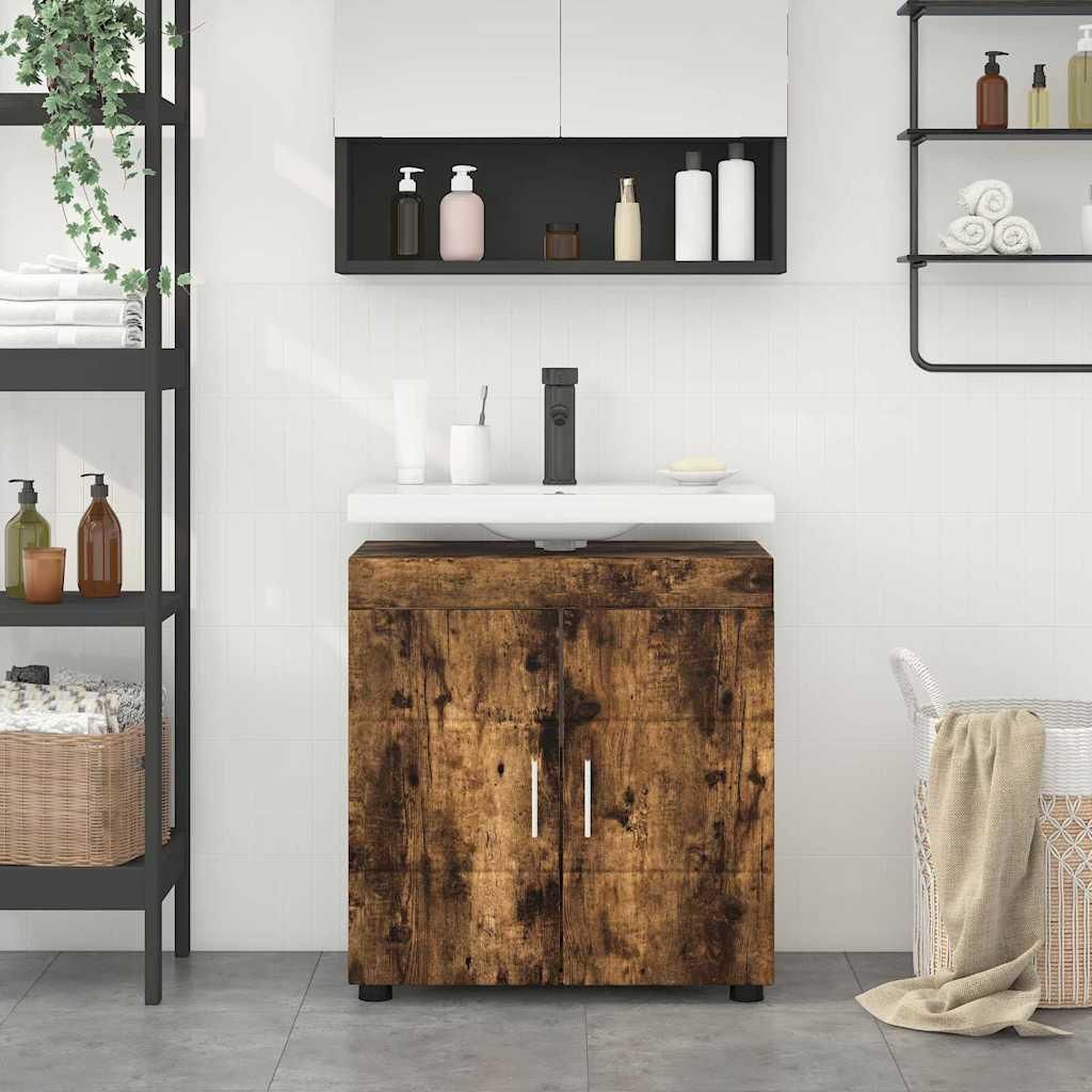 "Schlussverkauf" Badezimmermöbel-Set(Badschrank) - moderne-desgin - TULUM Geräucherte Eiche 60x34x63 cm C9290