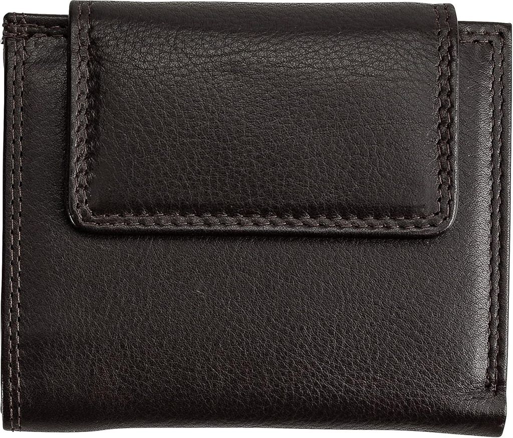 Damen & Herren Geldbörse aus Echtleder,kompakt Slim Portemonnaie mit Münzfach, 7 Kartenfächer, RFID Schutz, Sichtfach, Druckknopfverschluss, 10x...