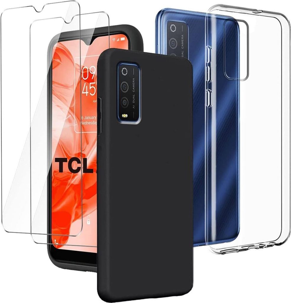 LYZXMA Kit für TCL 205 - Transparentes und schwarzes Gehäuse + gehärtetes Glas