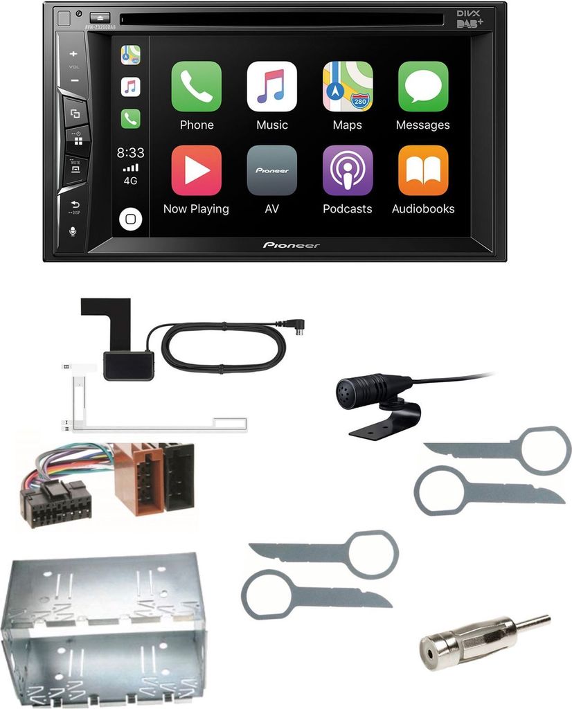 Pioneer AVH-Z3200DAB Bluetooth CarPlay DAB+ USB Einbauset für Mercedes ML W163
