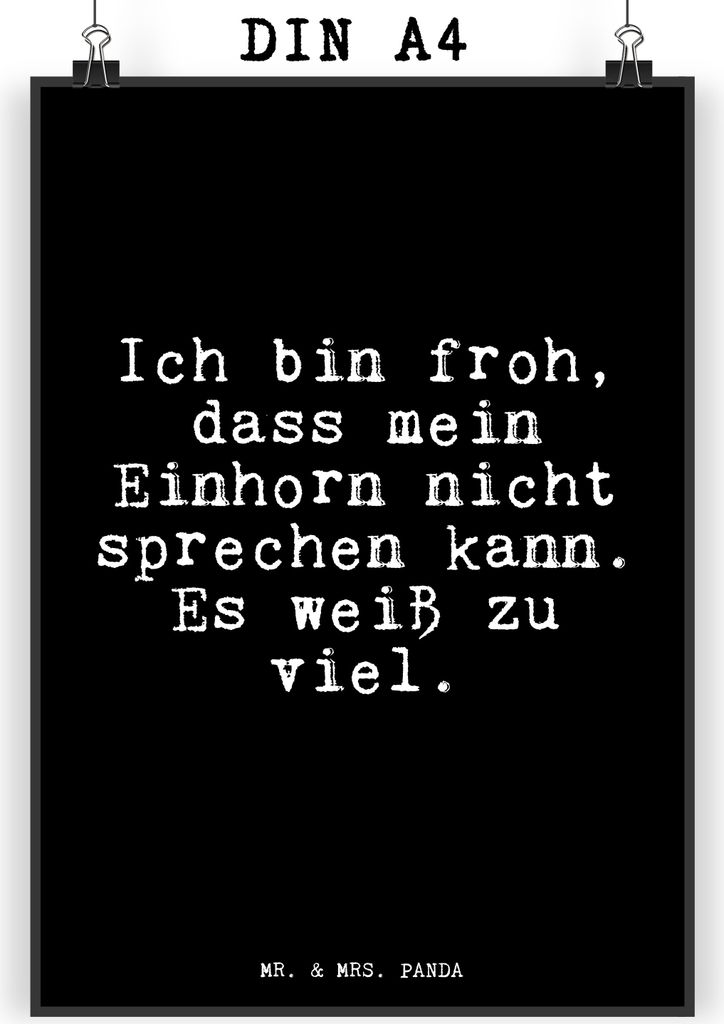 Mr. & Mrs. Panda Bild Ich bin froh, dass... DIN A4 - Schwarz - Geschenk, Liebe, witzig, Unicorn, drucke, Wandbild, Deko, Plakat, Sprüche, wanddeko...