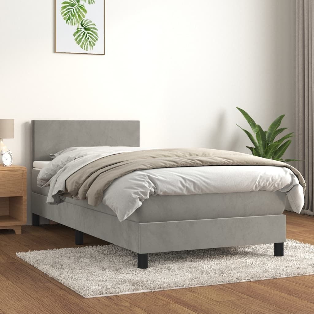 Maison Exclusive - Boxspringbett mit Matratze Hellgrau 90x200 cm Samt