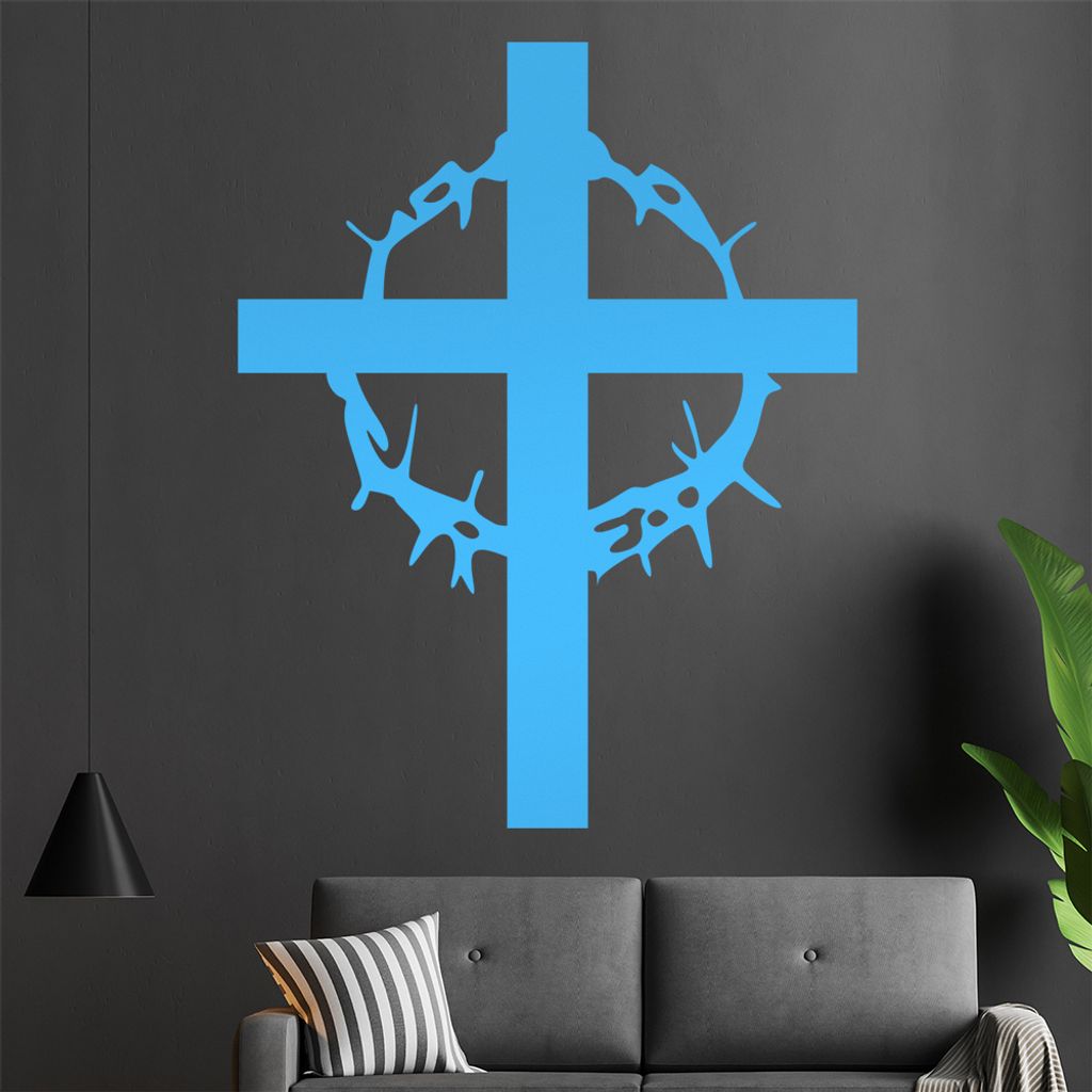 Dornenkreuz Wandtattoo in 6 Größen - Wandaufkleber Wall Sticker - Dekoration, Küche, Wohnzimmer, Schlafzimmer, Badezimmer