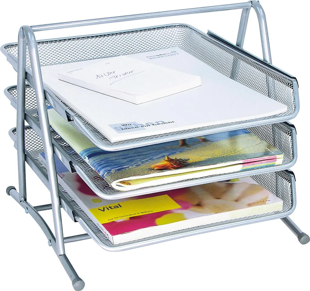 WEDO Briefablage Office: Organizer Documenti 3 Ripiani Metallo Argento