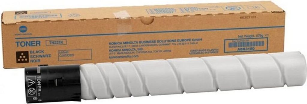 A Konica Minolta toner cartridge and its packaging.