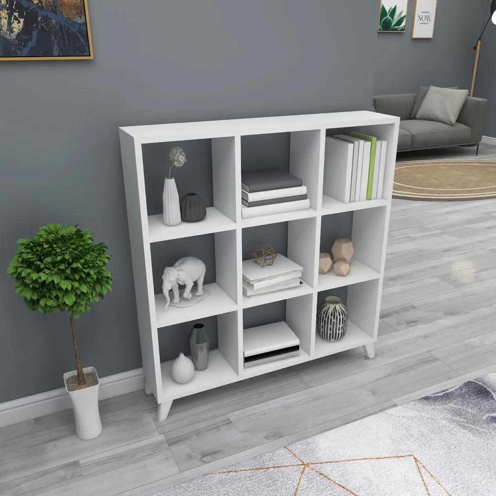 Meuble Séparation de Pièce Blanc 9 Compartiments Ouverts Svedala 88cm - 3