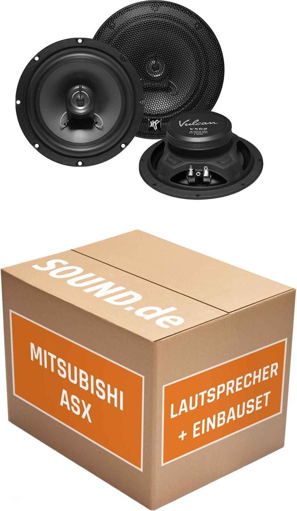 Lautsprecher Boxen Einbaupaket vorne Hifonics VX62 passend für Mitsubishi ASX + Facelift | 2x Tief-Mitteltöner mit integriertem Hochtöner 180W MAX