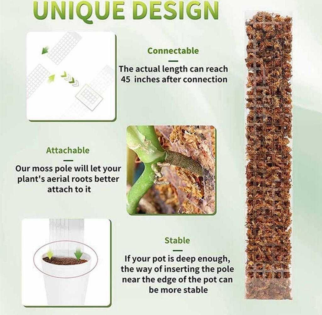 Monstera lezecká podpora, 4 kusy 24 palců mechová tyč Obrázek produktu 4