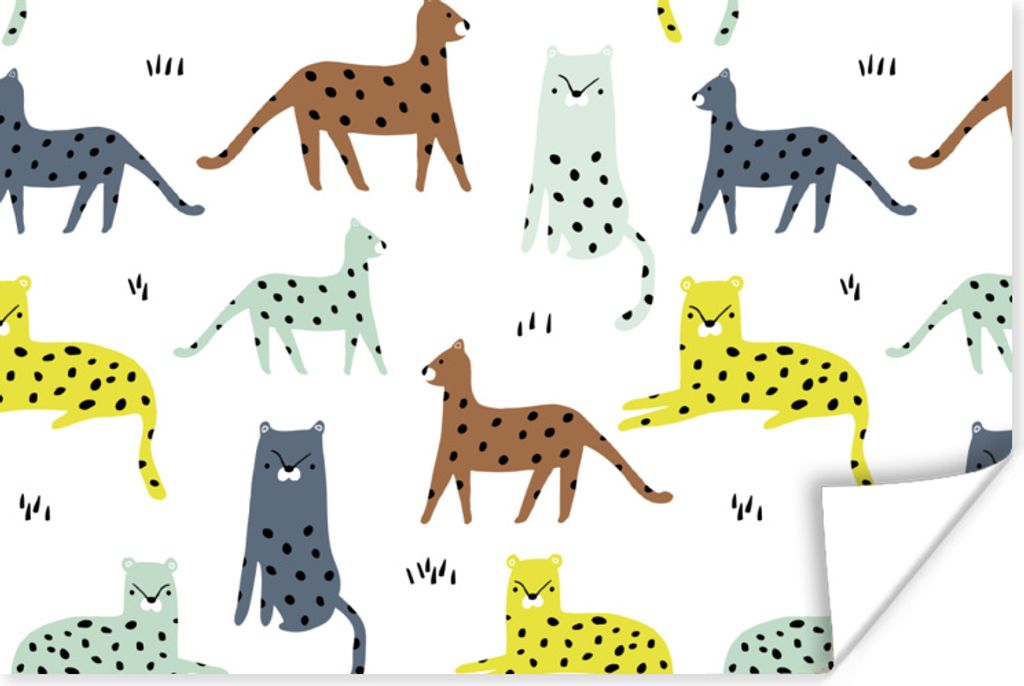 MuchoWow Poster Wilde Tiere - Katze - Dschungel 120x80 cm - Bilder