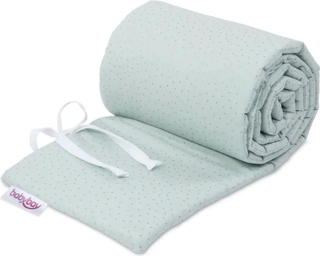babybay Nestchen Organic Baumwolle Royal passend für Modell Boxspring XXL, mint Glitzerpunkte gold