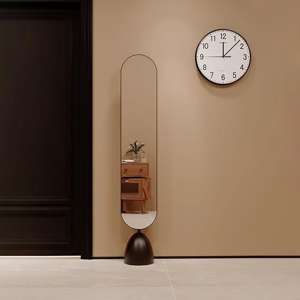 Standspiegel Schlafzimmerspiegel Moderner Spiegel Ankleidespiegel Ovaler Spiegel Schwarz 173*30cm 【YZJ4565-HEI】