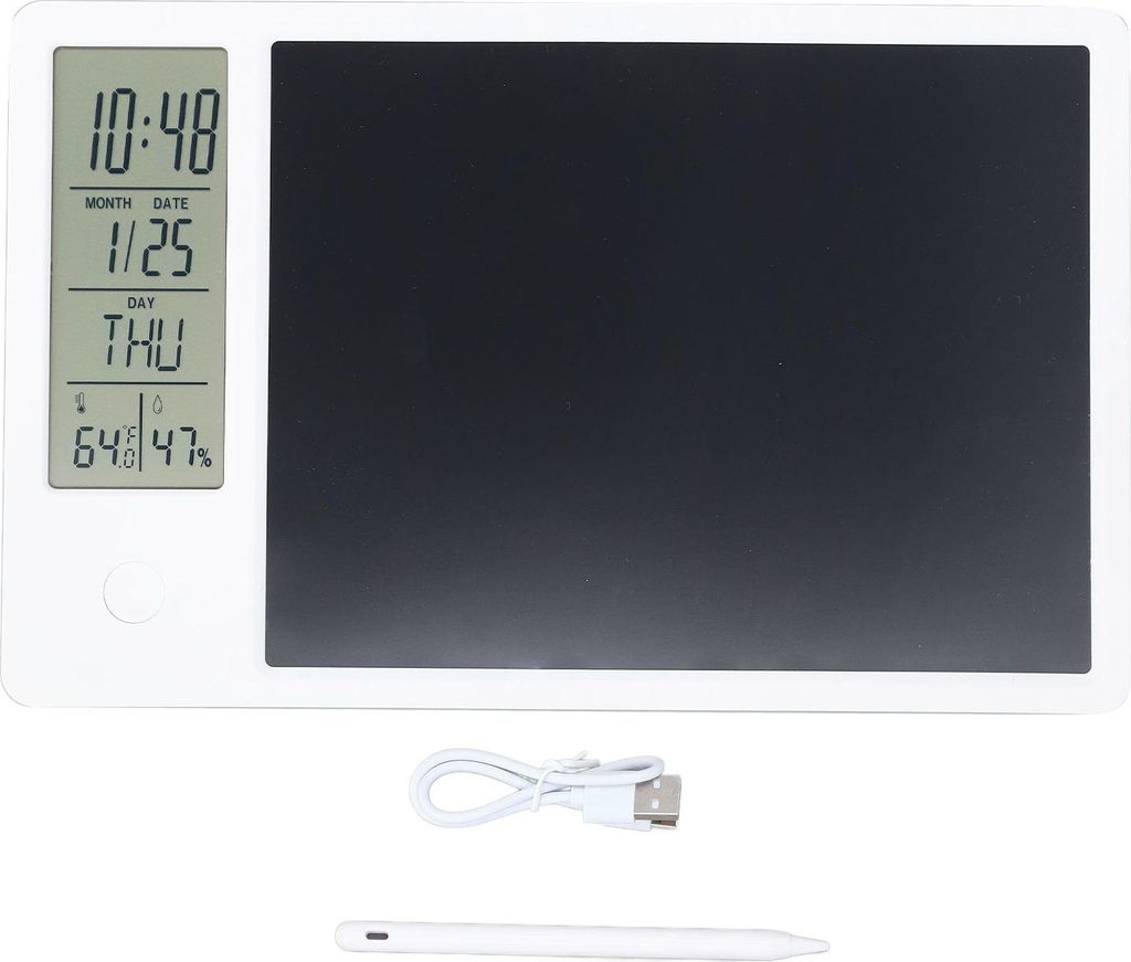 Elektronischer Kalender Schreibbrett Multi -funktionales Leichtgewicht mit Notepad für Office White