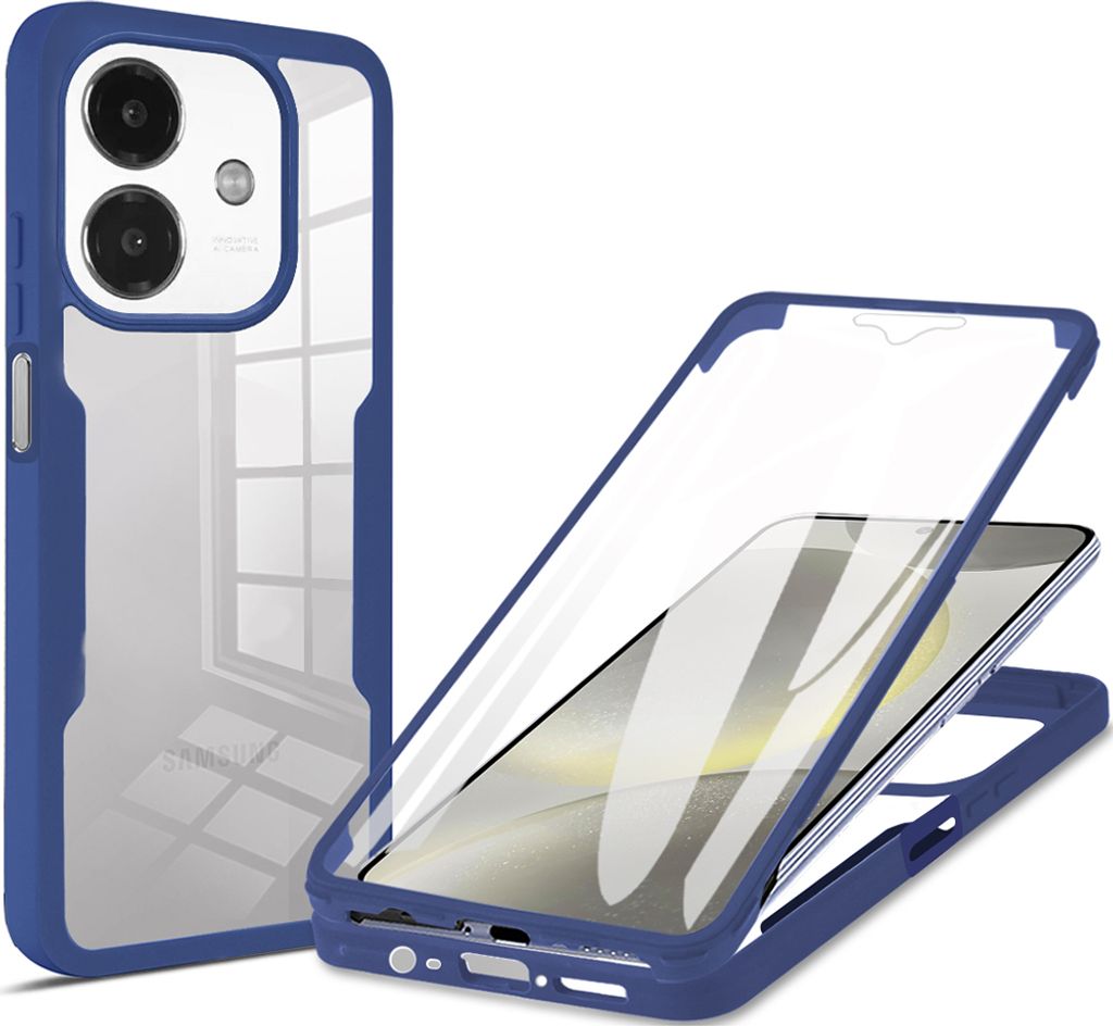 Schutzhülle für Oppo A3X / A3 5G/4G, Eingebautem Displayschutz 360 Grad Komplettschutz Handyhülle Blau