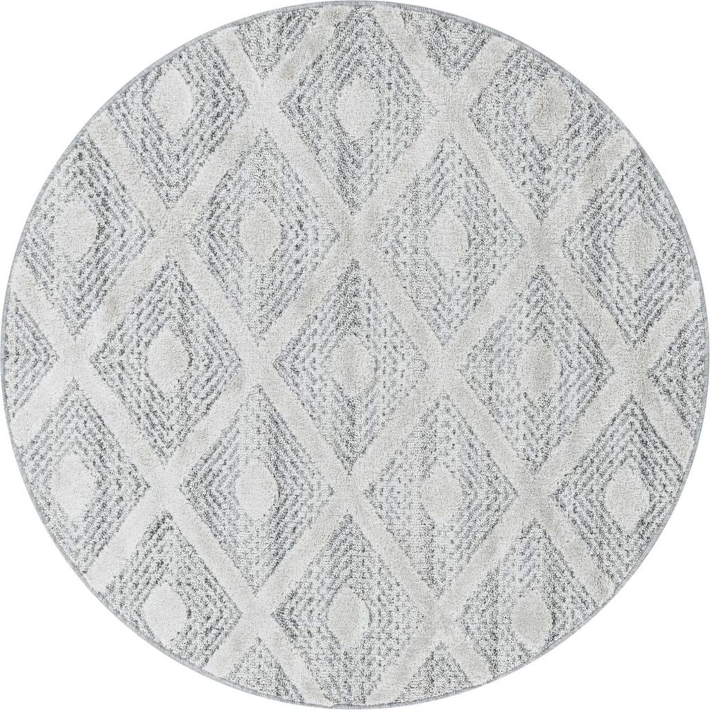 Hochflor Teppich Pepe rund, Farbe: Grau, Größe:200 cm rund