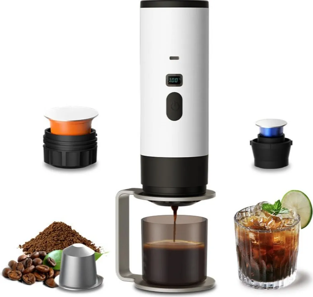 Machine café portable INF Blanche : Système à capsules avec support - 6
