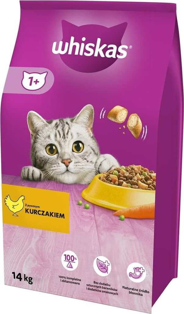 WHISKAS Karma Sucha Dla Kota 1+ Z Kurczakiem 14kg Zdjęcie produktu 