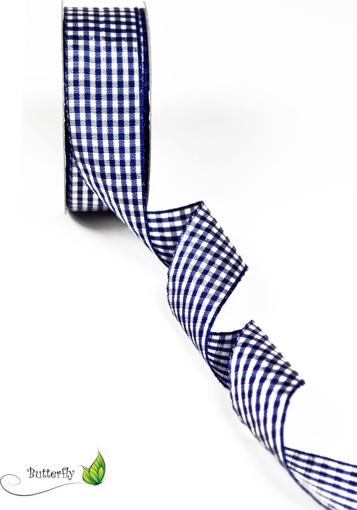 Karoband 25mm, 10 Meter, Farbe:dunkel blau 371 Produktbild 