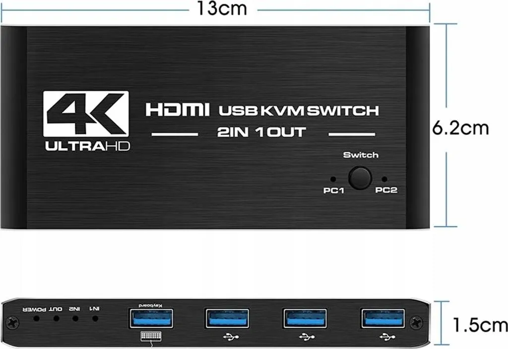 KVM Switch HDMI 2.0 pour Télétravail : 2 PC sur 1 Écran 4K avec USB 3.0 - 9