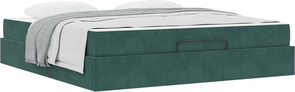 vidaXL Bettgestell mit Matratze 2 pcs Grün Samt