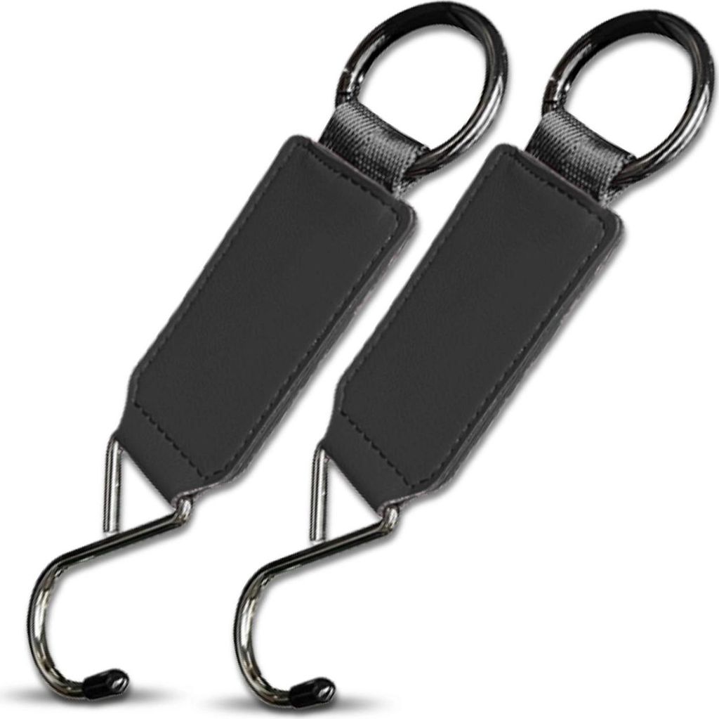 EDIBAZZAR | Klappbarer Autokopfstützenhaken, Metall und Leder, 15 kg, 2er-Set