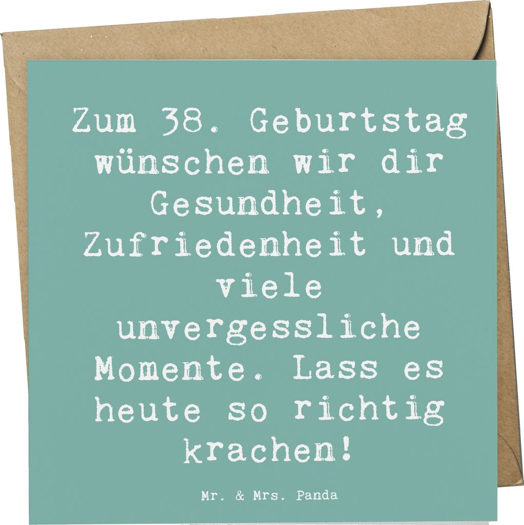 Mr. & Mrs. Panda Grußkarte Spruch 38. Geburtstag Feiern - Meeresbrise - Geschenk, Glückwunschkarte, neues Lebensjahr, Happy Birthday, Geburtstags...