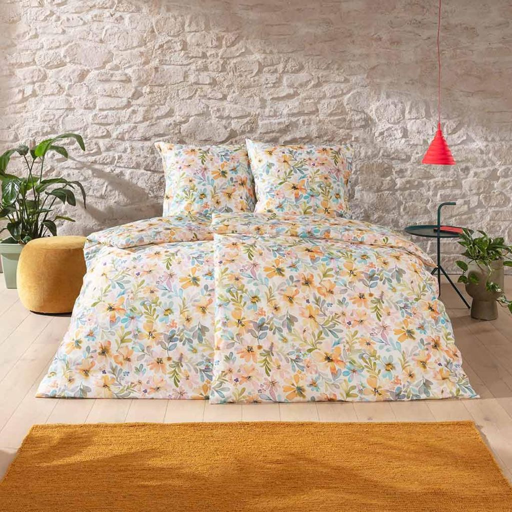 Estella Mako-Satin Bettwäsche 200x220 Isla Blütenmeer Aquarell pastell 4845-985