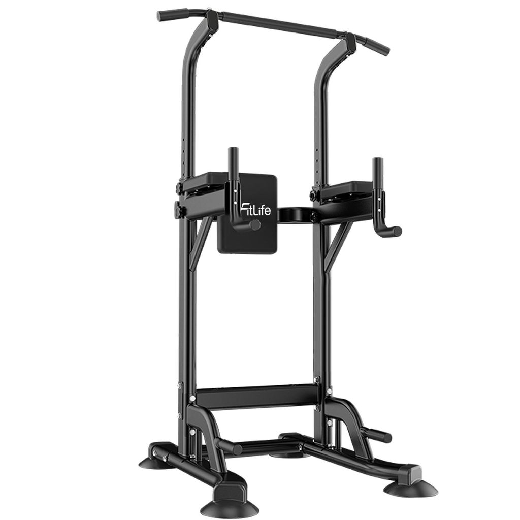 DH FitLife Power Tower Dip Station | Power Rack mit Klimmzugstange, Dip Barren u. Rückentrainer | Kraftstation Kraftturm | Fitness Station |