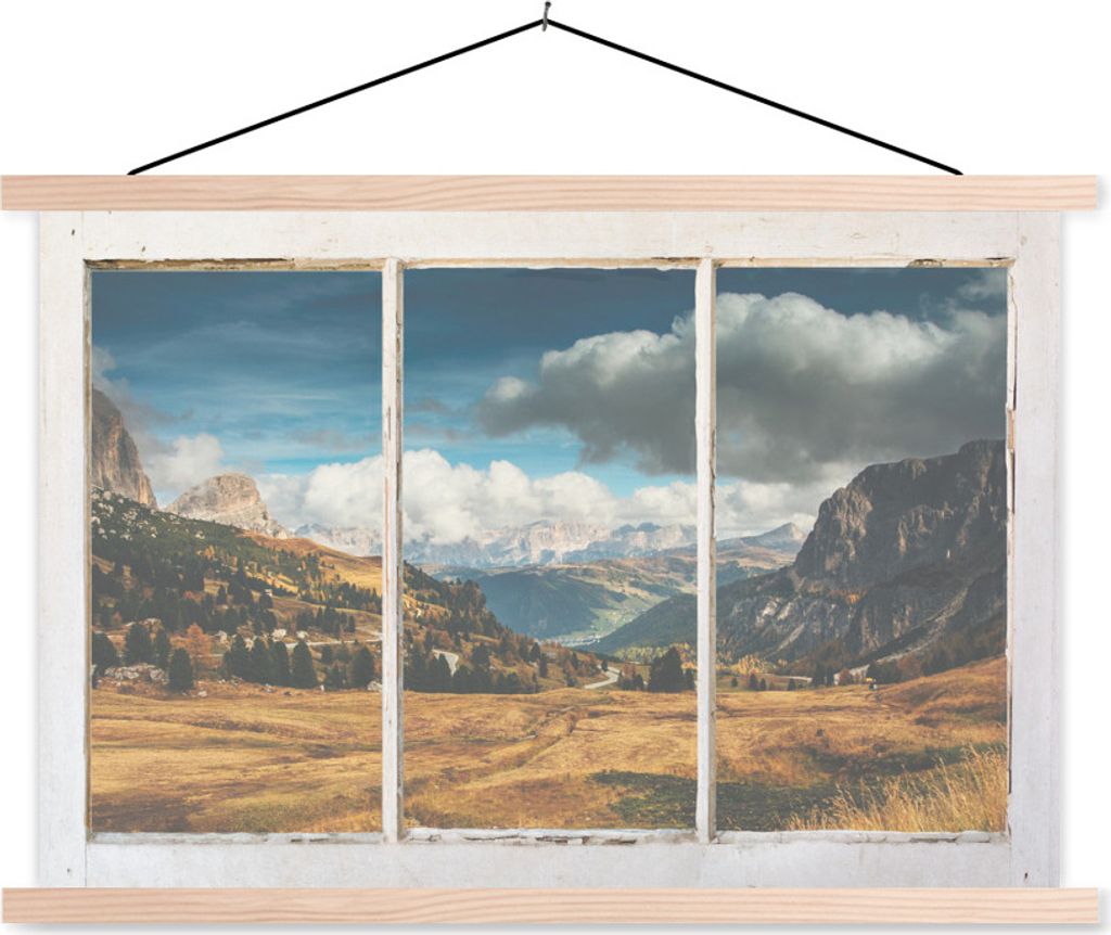 MuchoWow Textilposter Aussicht - Landschaft - Hügel 60x40 cm mit holzfarbenen Rahmen - Bilder