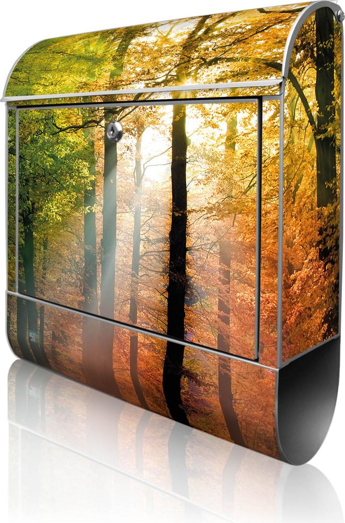 banjado Design Briefkasten Stahl silber mit Zeitungsfach Produktbild 