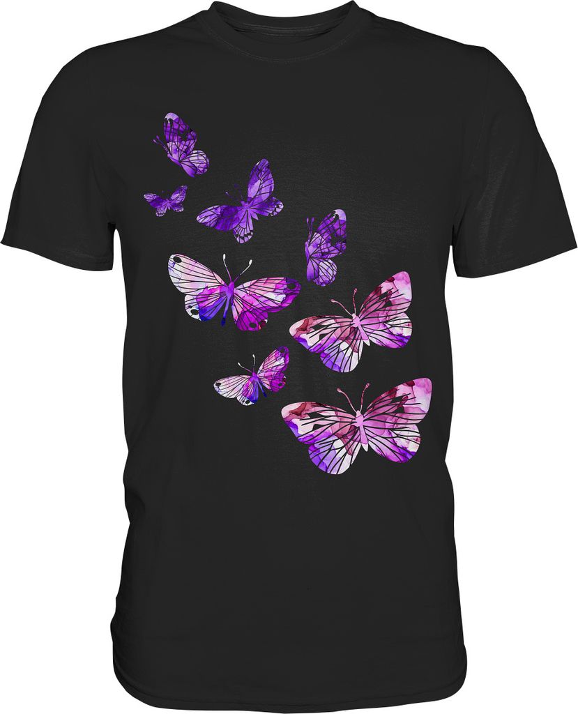 Lila Schmetterlinge T-Shirt – Black / S Produktbild 