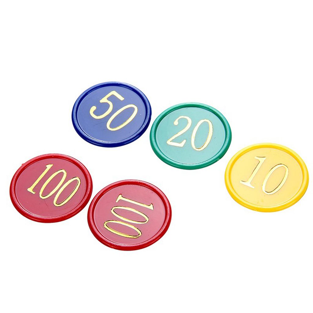 160pcs Kunststoff Poker Chips Wert 10 20 50 100 große Zahlen für Token Münzen Board Game Chips