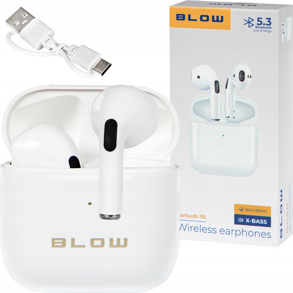 Kabellose In-Ear Kopfhörer Bluetooth 5.3 Mit Mikrofon Weiss X-Bass