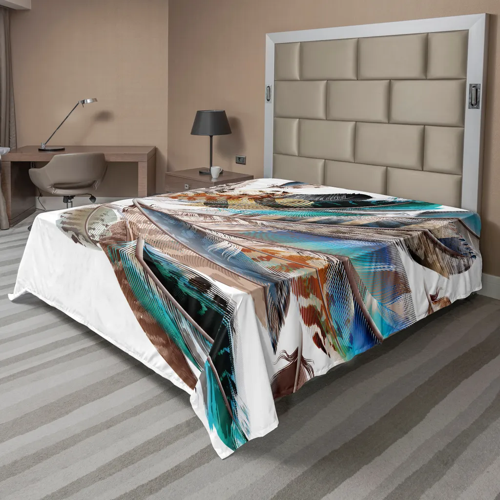 Offerta Lenzuolo ABAKUHAUS 275x260 - Piume Etniche Marrone Verde