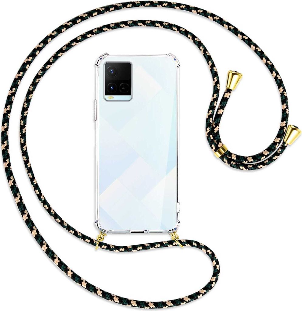 Handykette Backcover-Schutzhülle mit Band (Metall goldfarben) für vivo Y21s (6.51''), Y33s - camouflage