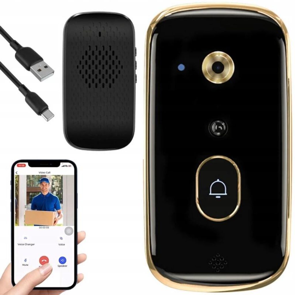 Verk 27623 Bezdrátový WiFi video zvonek s kamerou, černý Obrázek produktu 