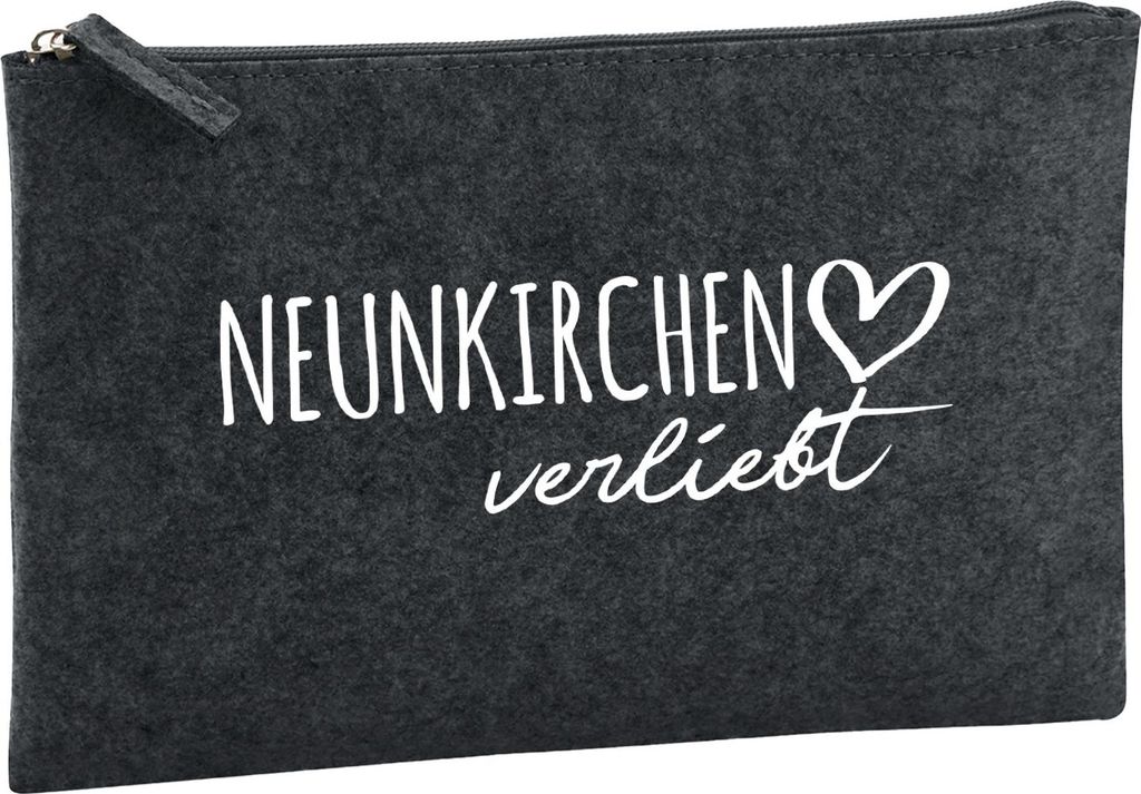 Huuraa Kulturbeutel Neunkirchen verliebt 1 Liter Charcoal Filz Kosmetiktasche Geschenkidee