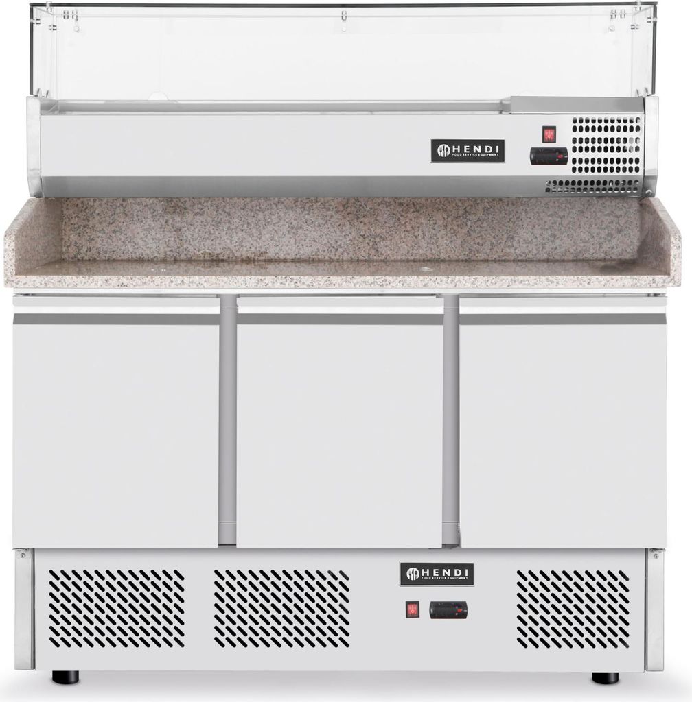 HENDI Pizza saladette dreitürig 1400x700x1445 mm 230V 300+170W