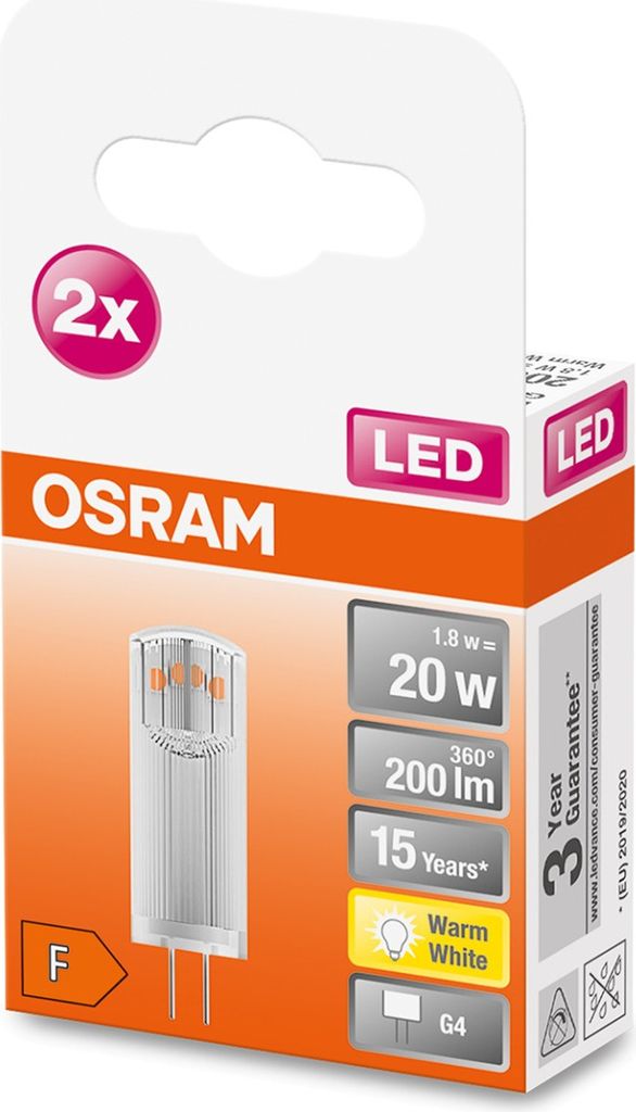 The image shows the packaging of an OSRAM LED lamp.
