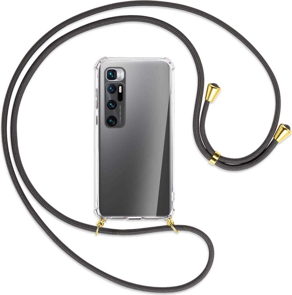 Handykette Backcover-Schutzhülle mit Band (Metall goldfarben) für Xiaomi Mi 10 Ultra - dunkelgrau