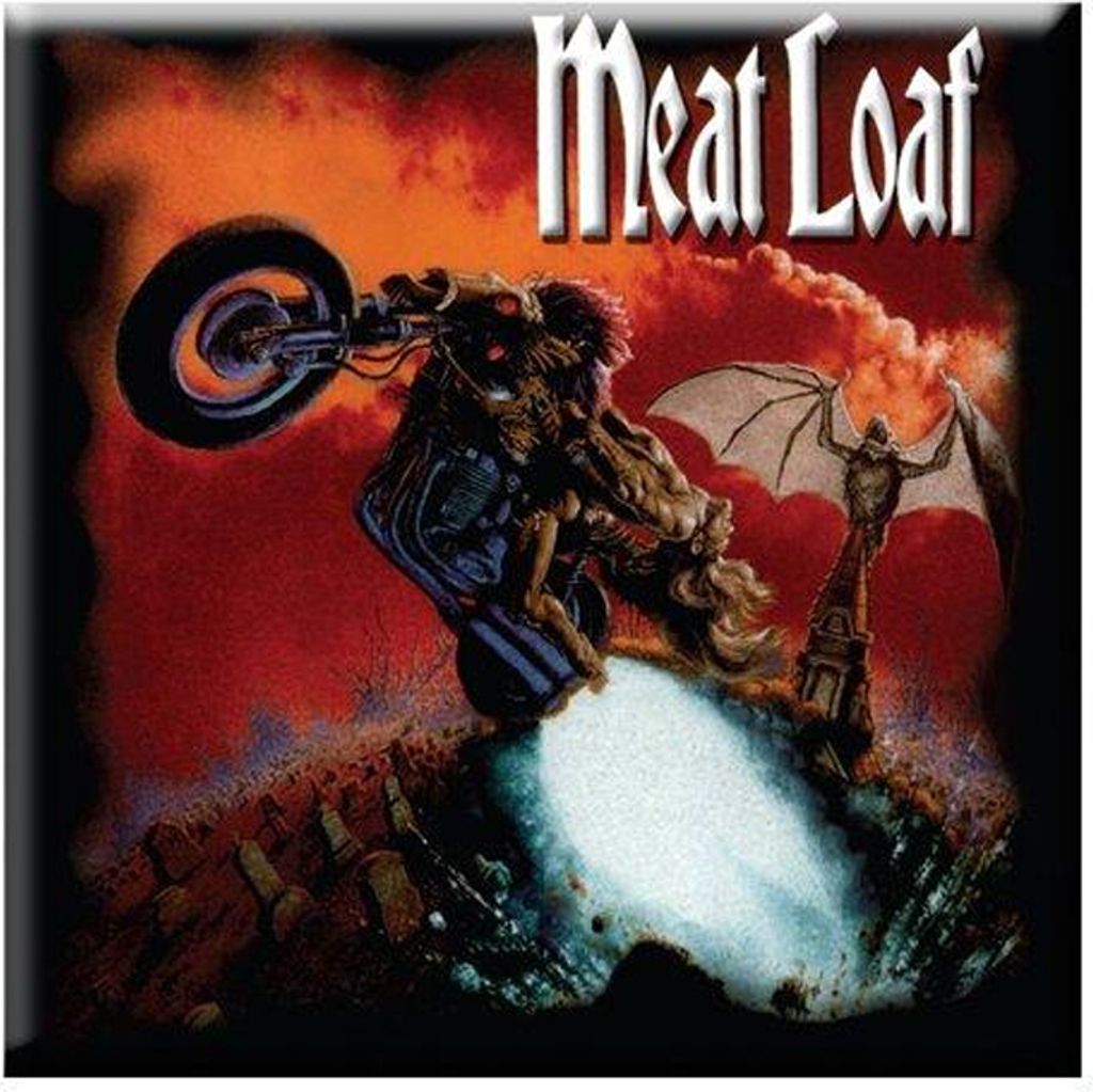 Meat Loaf - Kühlschrank-Magnet "Bat Out Of Hell" RO8820 (Einheitsgröße) (Rot/Weiß/Schwarz)